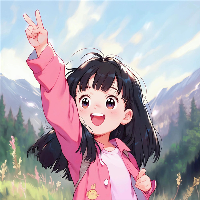 动漫小孩子比耶可爱治愈系头像图片