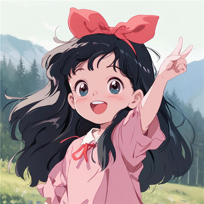 动漫小孩子比耶可爱治愈系头像图片