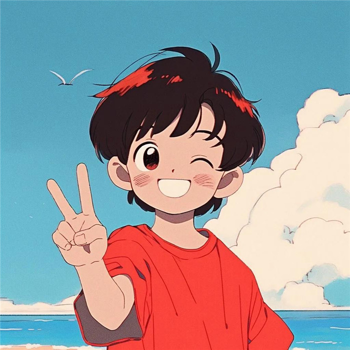 动漫小孩子比耶可爱治愈系头像图片