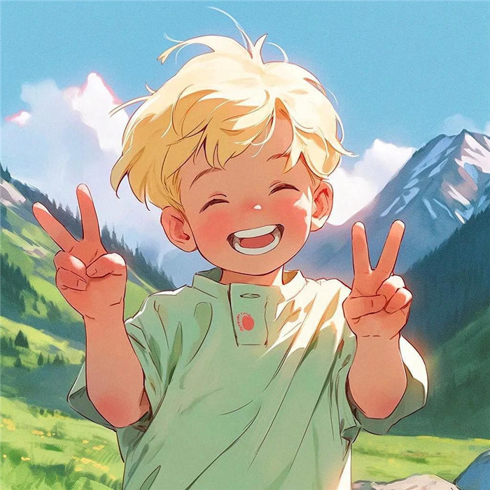 动漫小孩子比耶可爱治愈系头像图片