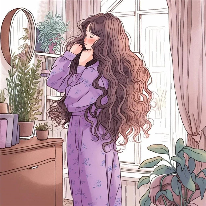 手绘安静治愈系卡通女生头像图片