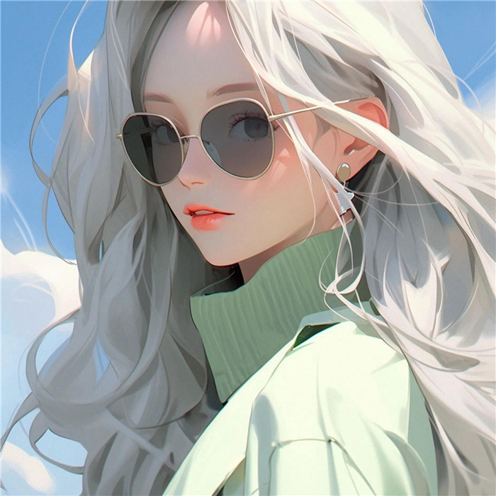 清新养眼戴墨镜超酷女生动漫头像图片