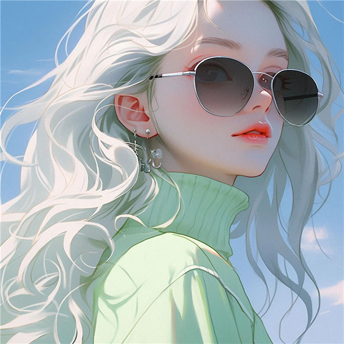 清新养眼戴墨镜超酷女生动漫头像图片