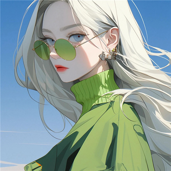 清新养眼戴墨镜超酷女生动漫头像图片