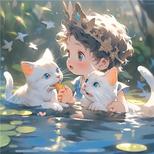 动漫小女孩和猫咪可爱治愈头像图片