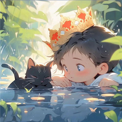 动漫小女孩和猫咪可爱治愈头像图片