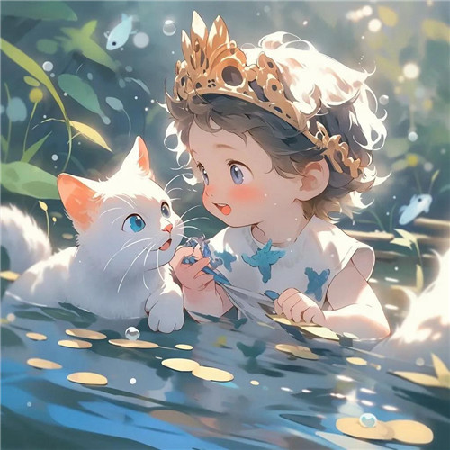 动漫小女孩和猫咪可爱治愈头像图片