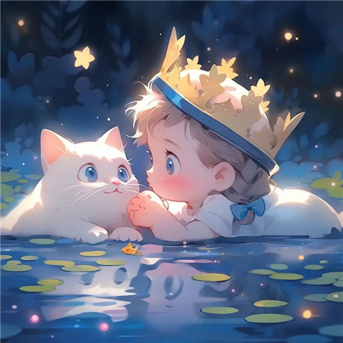 动漫小女孩和猫咪可爱治愈头像图片