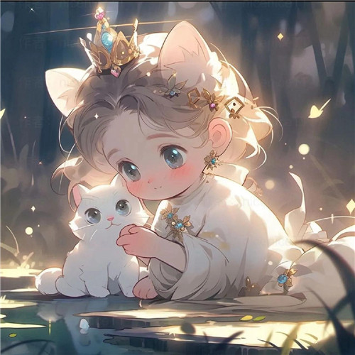 动漫小女孩和猫咪可爱治愈头像图片