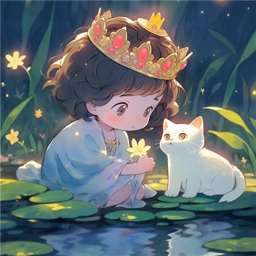 动漫小女孩和猫咪可爱治愈头像图片