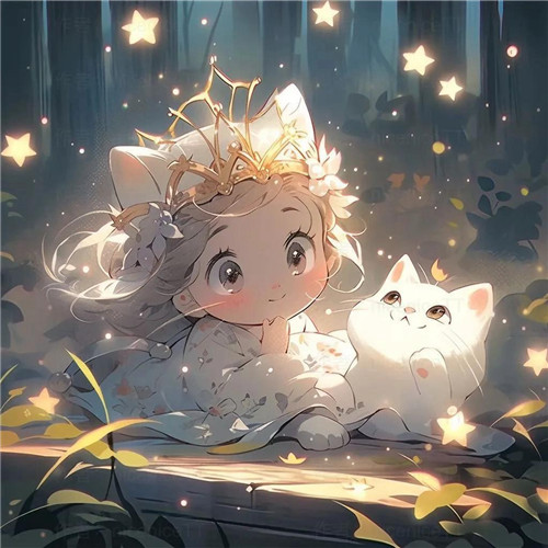 动漫小女孩和猫咪可爱治愈头像图片