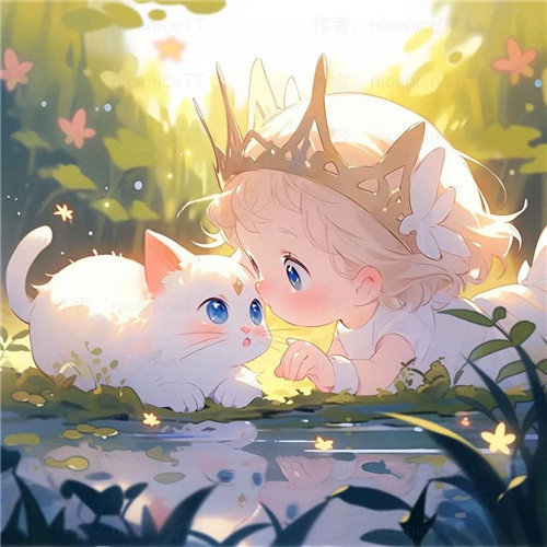动漫小女孩和猫咪可爱治愈头像图片