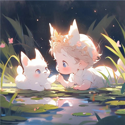 动漫小女孩和猫咪可爱治愈头像图片