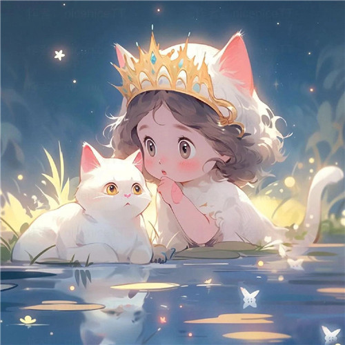 动漫小女孩和猫咪可爱治愈头像图片
