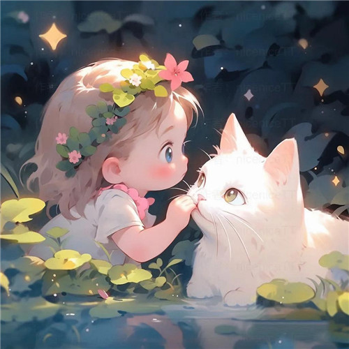 动漫小女孩和猫咪可爱治愈头像图片
