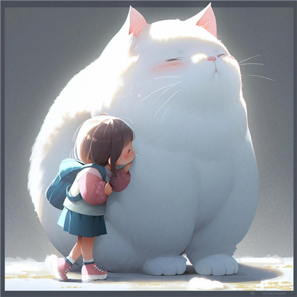 小女孩和大猫有爱治愈系头像图片