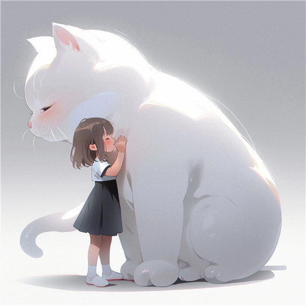 小女孩和大猫有爱治愈系头像图片