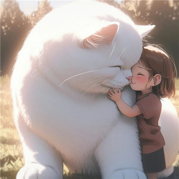 小女孩和大猫有爱治愈系头像图片