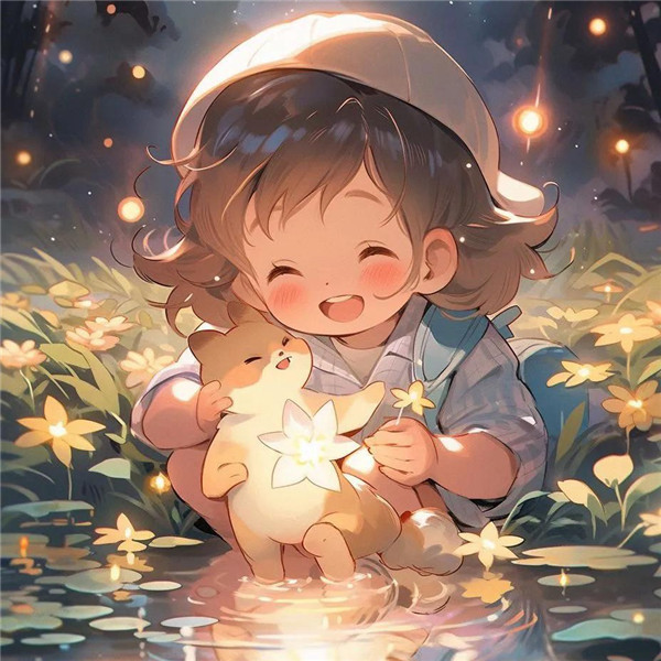 可爱治愈系小女孩捧着星星动漫头像图片