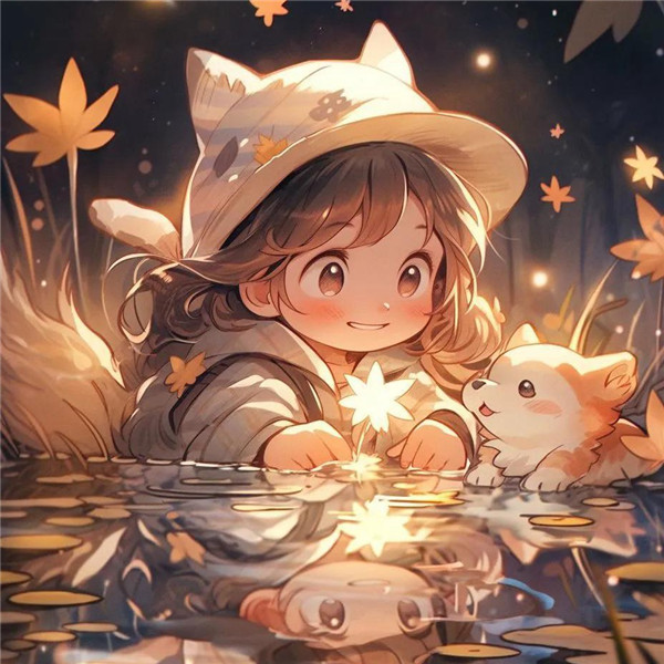 可爱治愈系小女孩捧着星星动漫头像图片