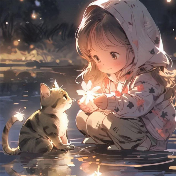可爱治愈系小女孩捧着星星动漫头像图片