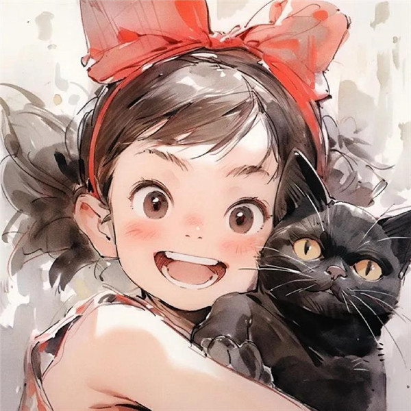 女生和猫的头像动漫可爱治愈图片