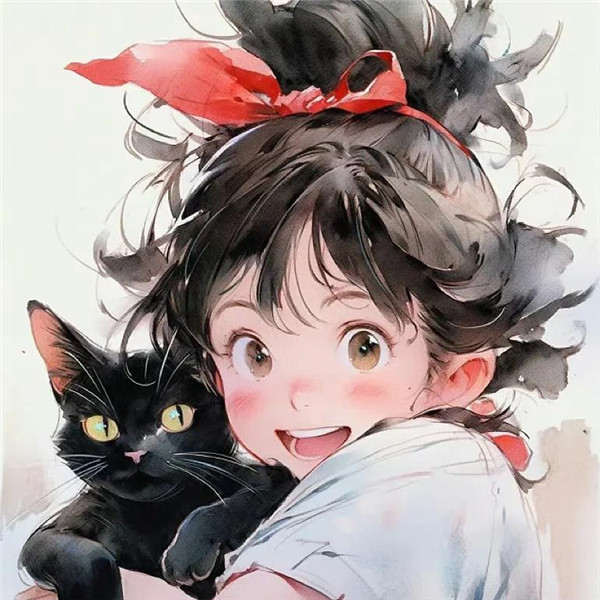 女生和猫的头像动漫可爱治愈图片