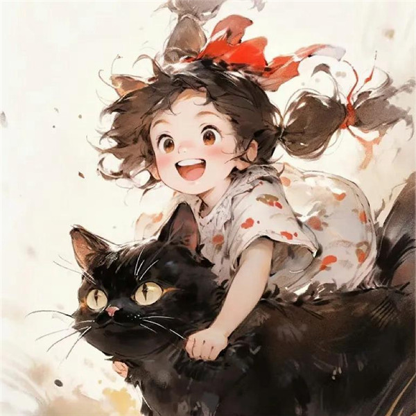 女生和猫的头像动漫可爱治愈图片