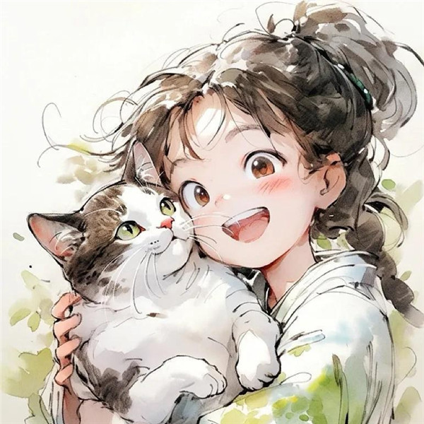 女生和猫的头像动漫可爱治愈图片