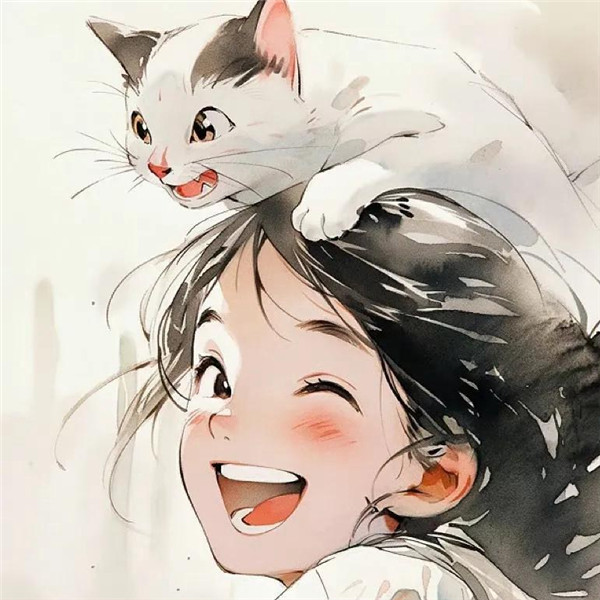 女生和猫的头像动漫可爱治愈图片
