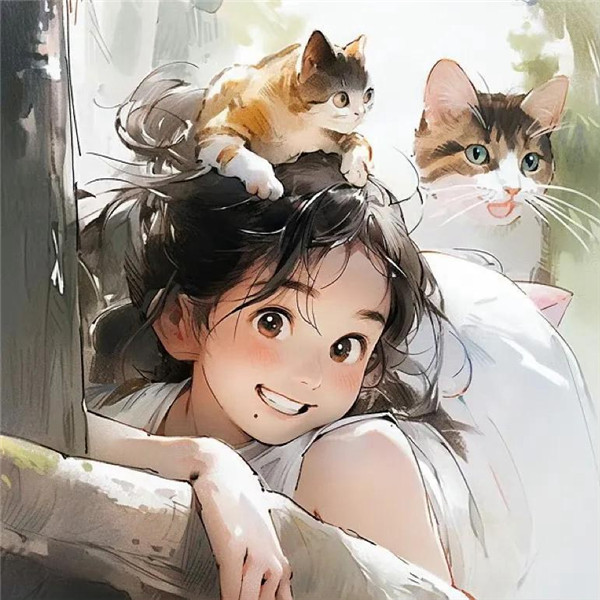 女生和猫的头像动漫可爱治愈图片
