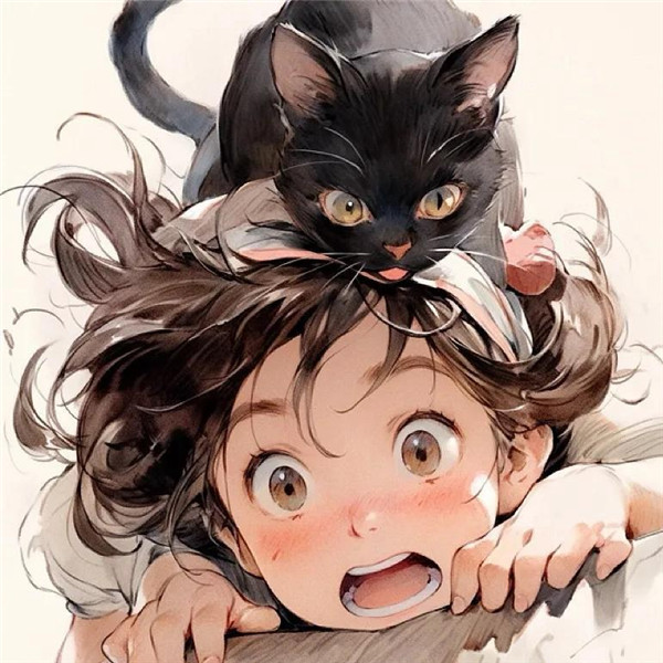 女生和猫的头像动漫可爱治愈图片