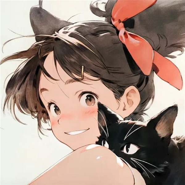 女生和猫的头像动漫可爱治愈图片
