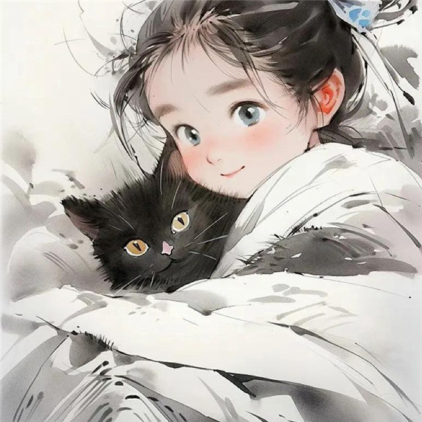 女生和猫的头像动漫可爱治愈图片