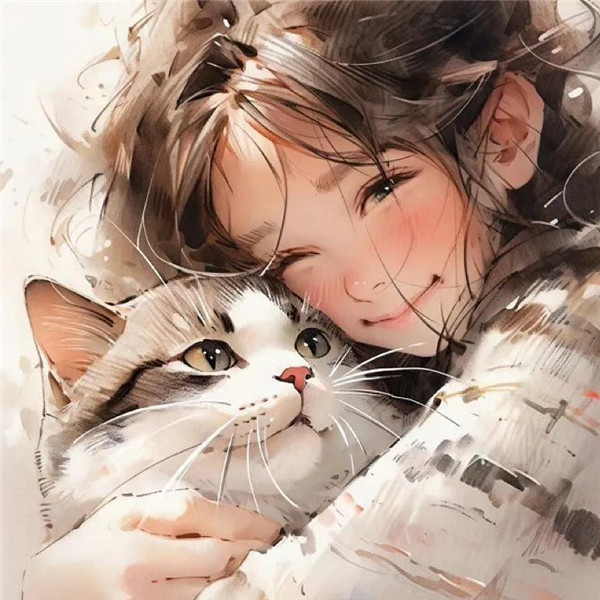 女生和猫的头像动漫可爱治愈图片