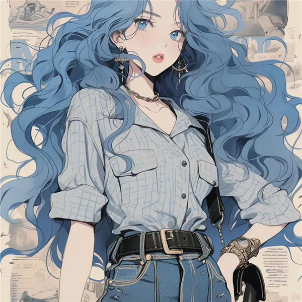 动漫女生时尚雾霾蓝画报头像图片