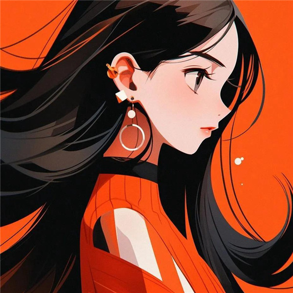 长发女生飘逸精致潮流动漫头像图片