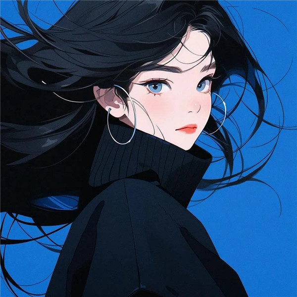 超酷蓝色系动漫女生头像图片
