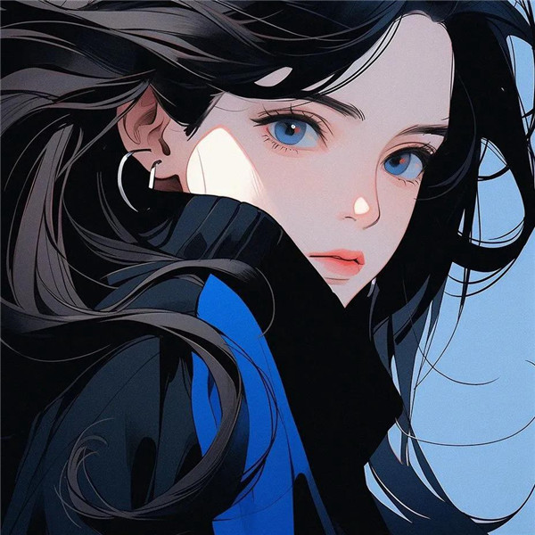 超酷蓝色系动漫女生头像图片