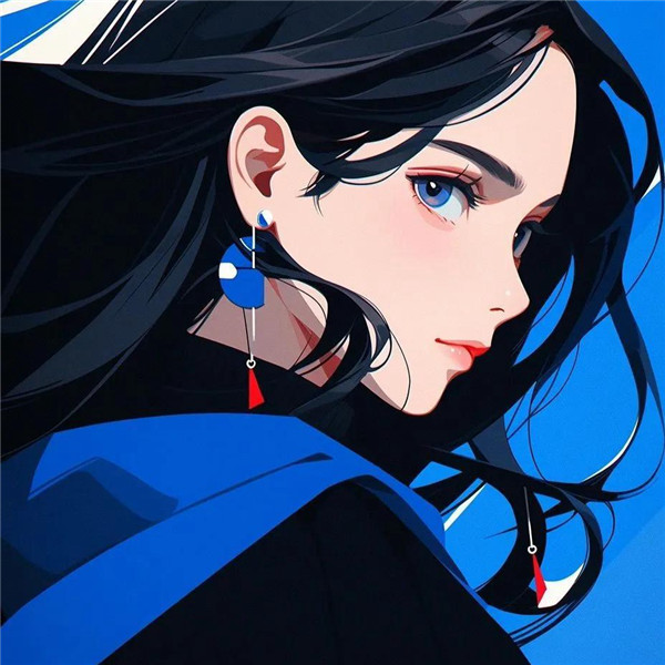 超酷蓝色系动漫女生头像图片