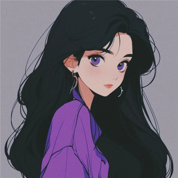 手绘简约长发气质美女头像图片