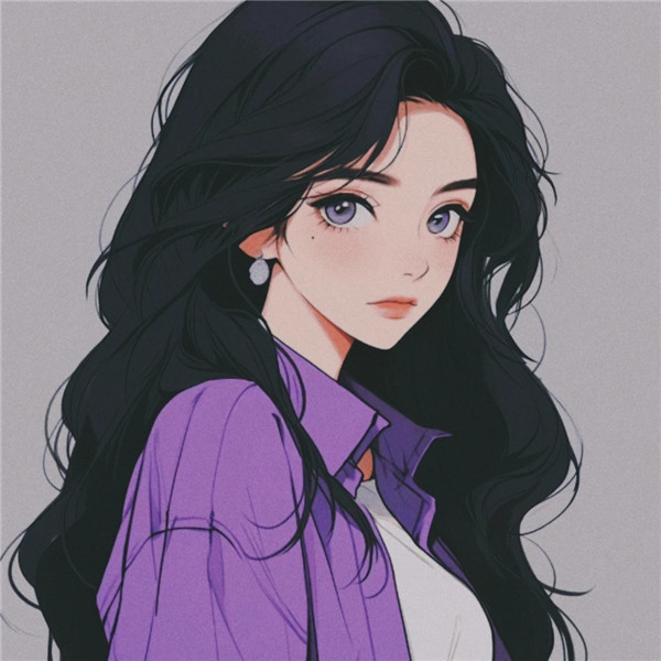 手绘简约长发气质美女头像图片