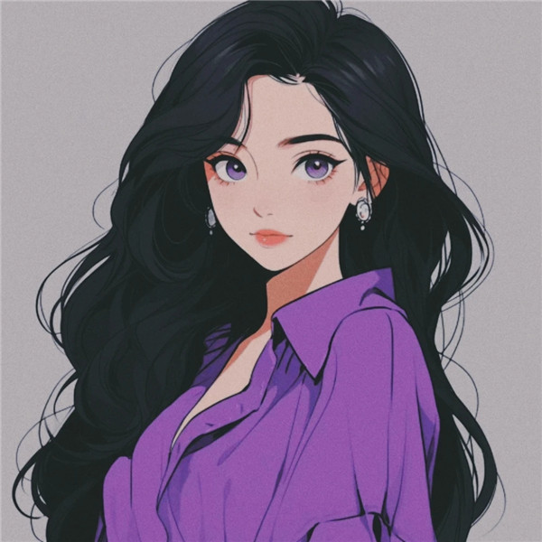 手绘简约长发气质美女头像图片