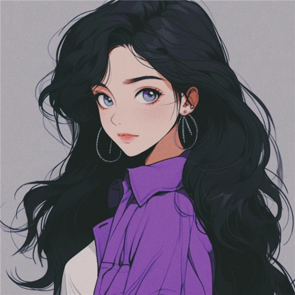 手绘简约长发气质美女头像图片