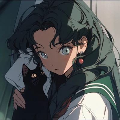 旧漫抱猫女头图片