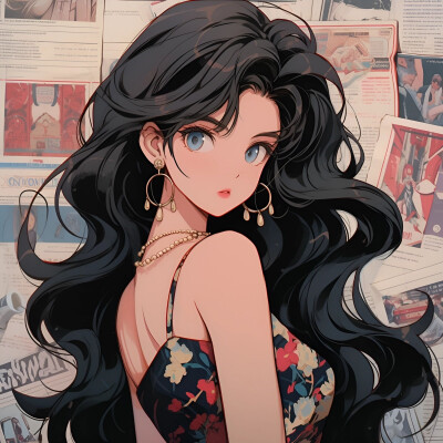 港风旧漫女生头像图片