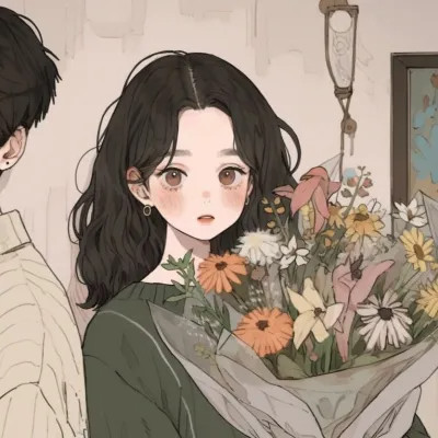 鲜花浪漫旧漫一左一右情头图片