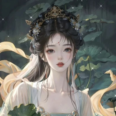 AI绘画古风女生头像图片