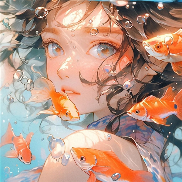 唯美治愈系心动的水下女生动漫头像图片