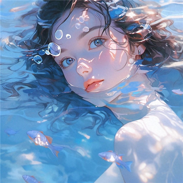 唯美治愈系心动的水下女生动漫头像图片